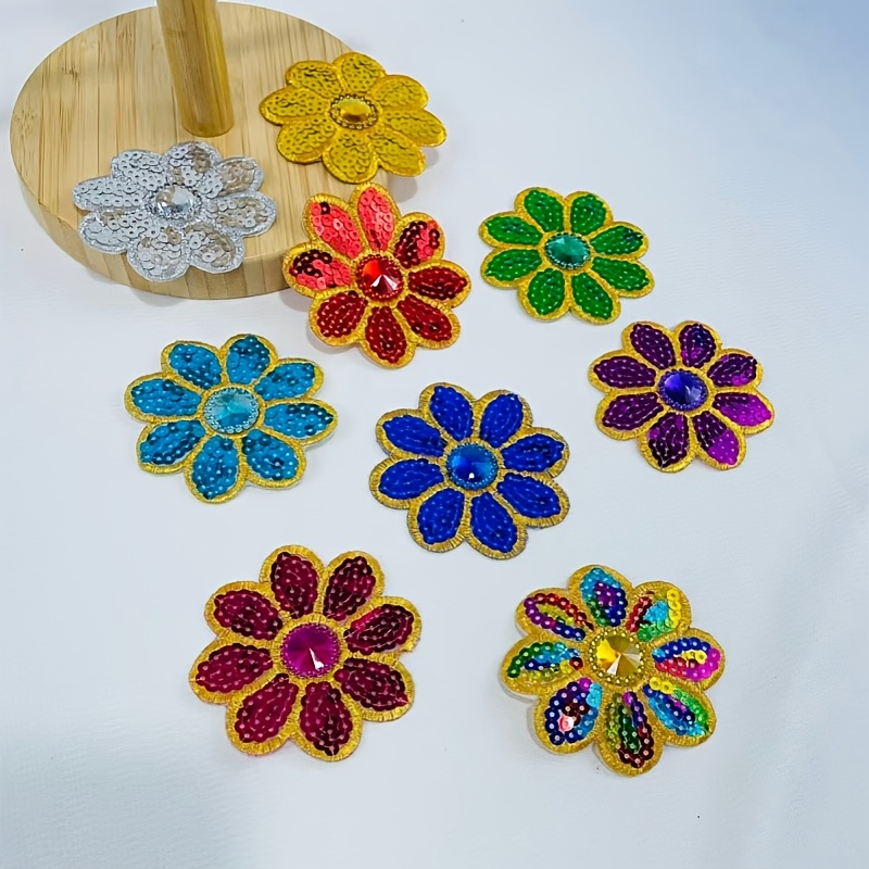 10Pcs Flower Sequined Applique - Applique Patch Flower 评论和价格