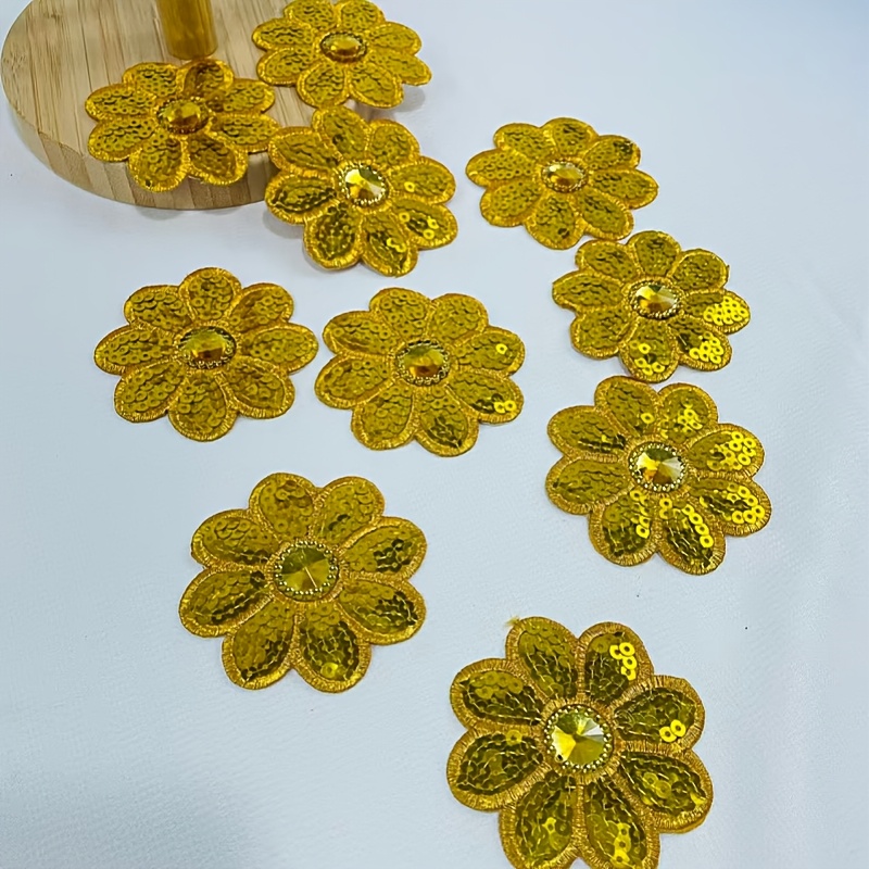 10Pcs Flower Sequined Applique - Applique Patch Flower 评论和价格