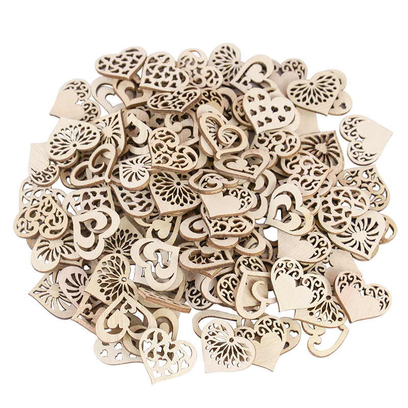 50/100pcs Hollowed Heart Patte - Craft Embellishment 评论和价格