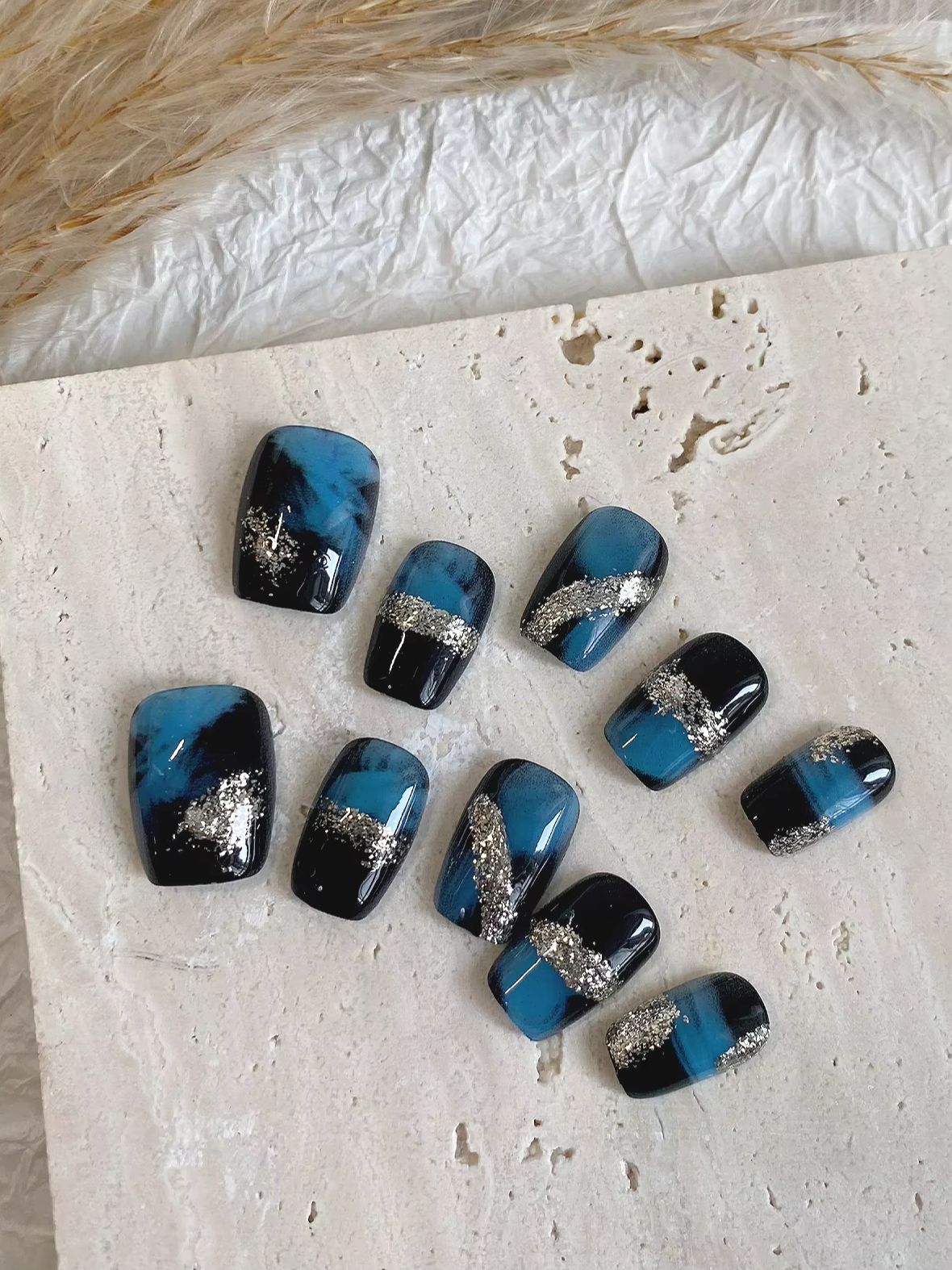 10-Pack Blue-Black Shimmer Gra - Glitter Vinyl Roll 评论和价格