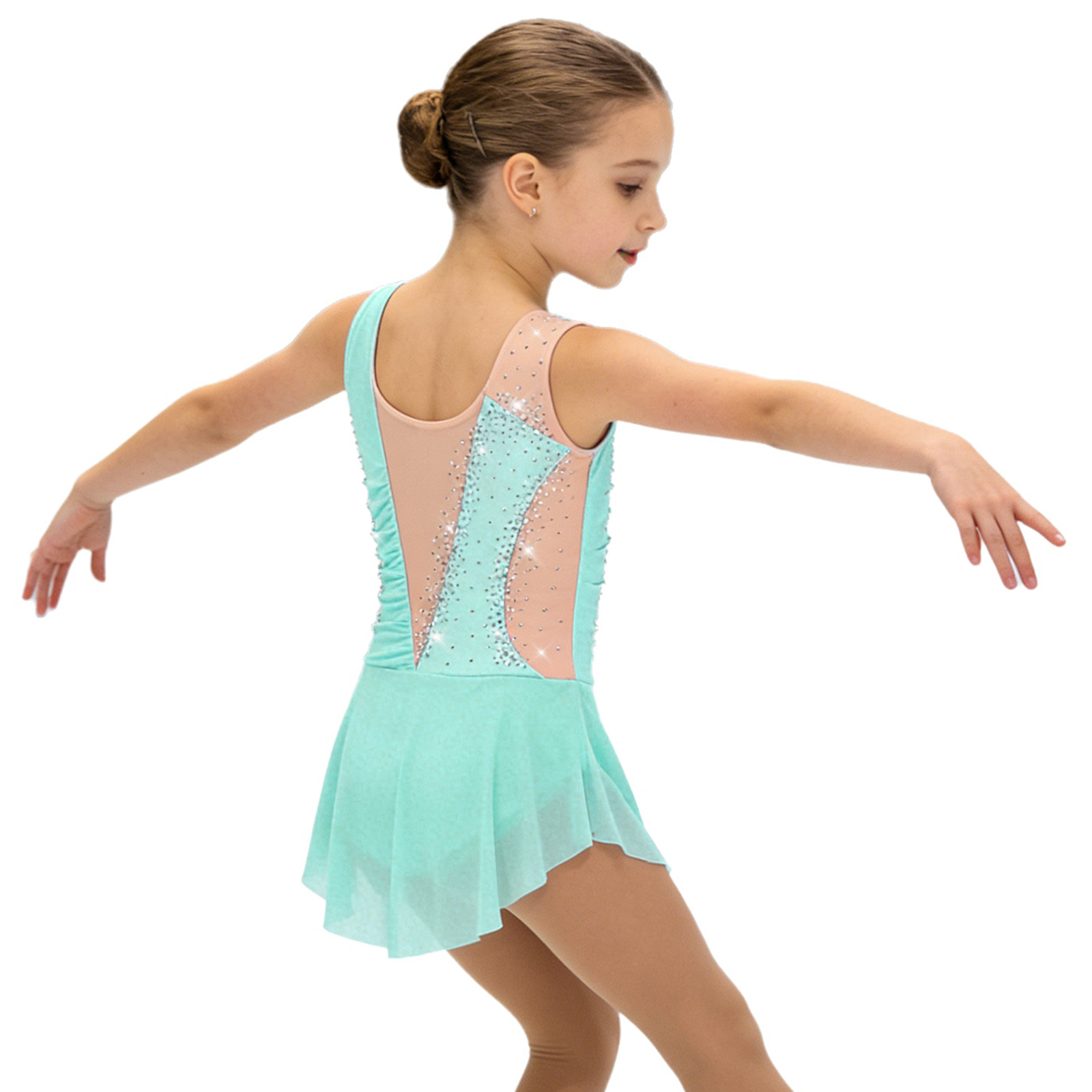 Kids Girls Figure Ice Skating  - Rhinestone Banding Trim 评论和价格