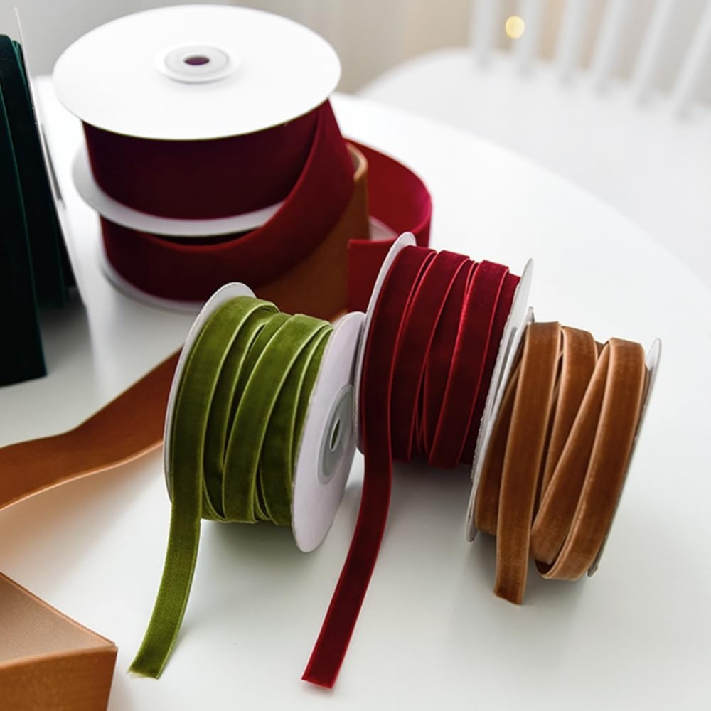 2 Rolls 21.88 Yards 3/8 Inch G - Velvet Ribbon Roll 评论和价格