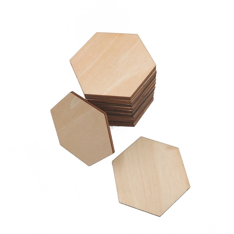 10-120mm Wooden Hexagon Blank  - Craft Embellishment 评论和价格