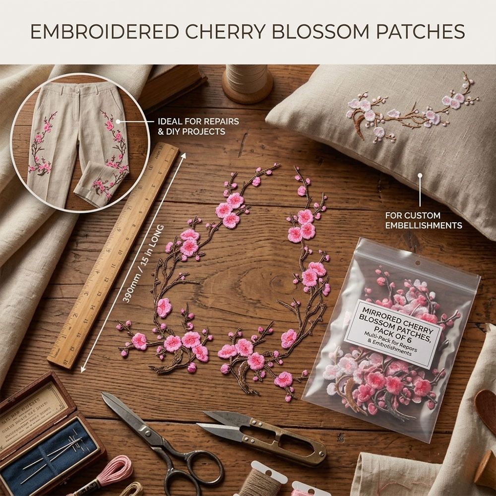 DIY Cherry Blossom Iron On Pat - Applique Patch Flower 评论和价格