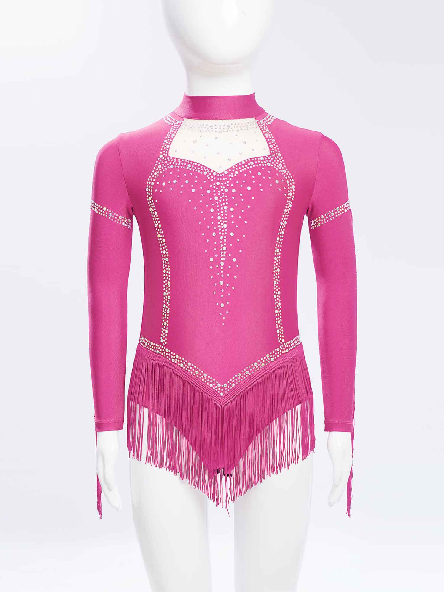 Kids Girls Fringe Latin Dance  - Rhinestone Banding Trim 评论和价格