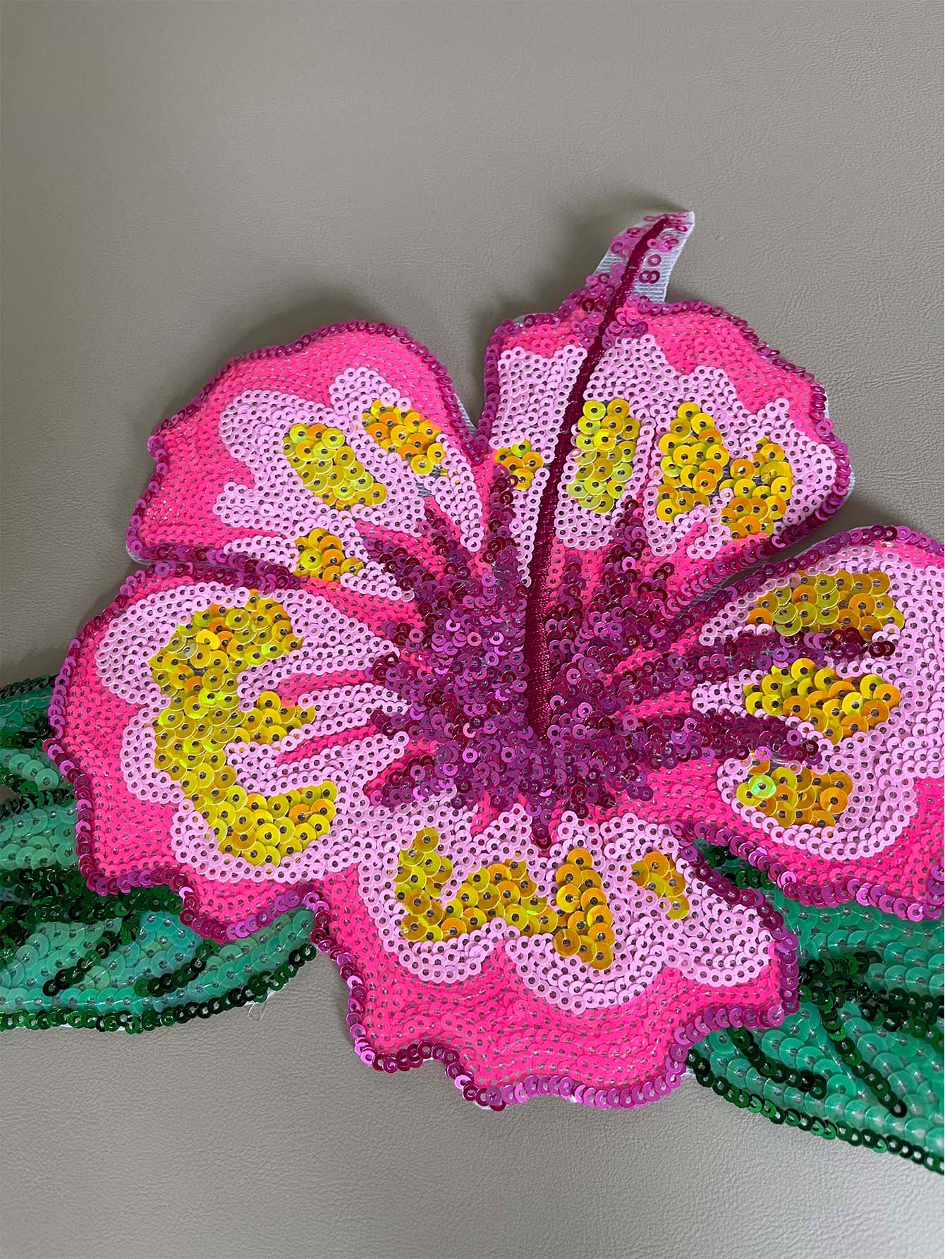 1 Piece 26CM Shining Pink Sequ - Applique Patch Flower 评论和价格