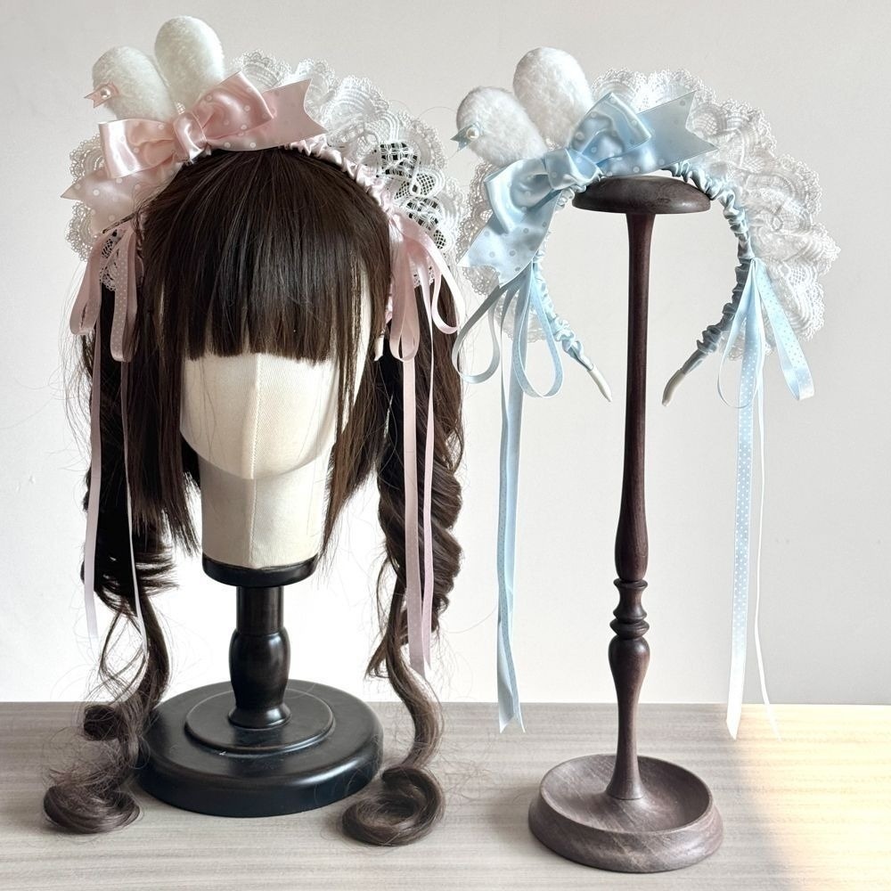 New Polka Dot Bow Bunny Ear He - Lace Ribbon Trim 评论和价格