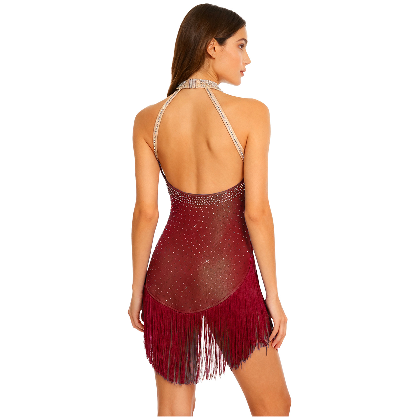 Women Dazzling Latin Dance Bod - Rhinestone Banding Trim 评论和价格