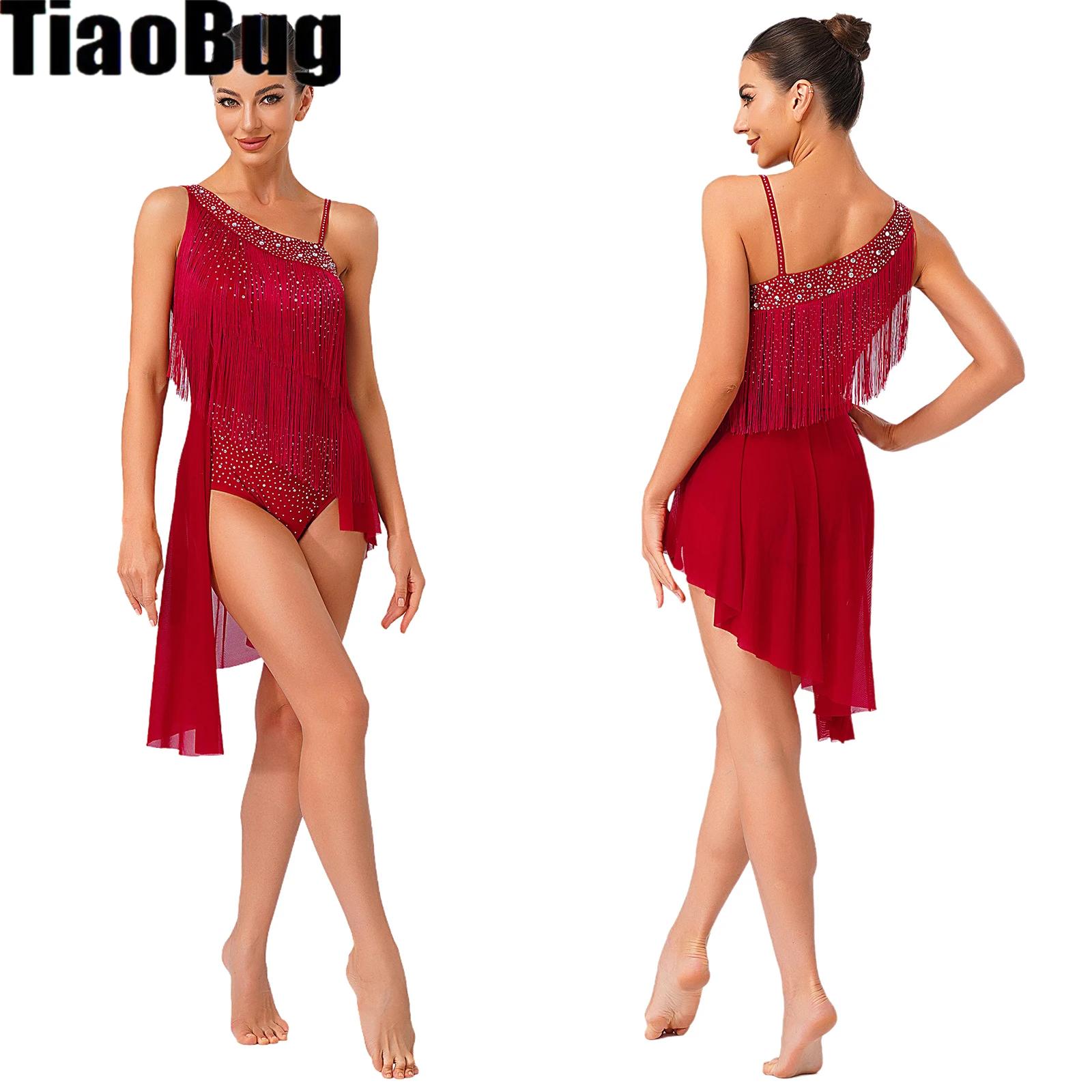Women Tassel Latin Dance Leota - Rhinestone Banding Trim 评论和价格