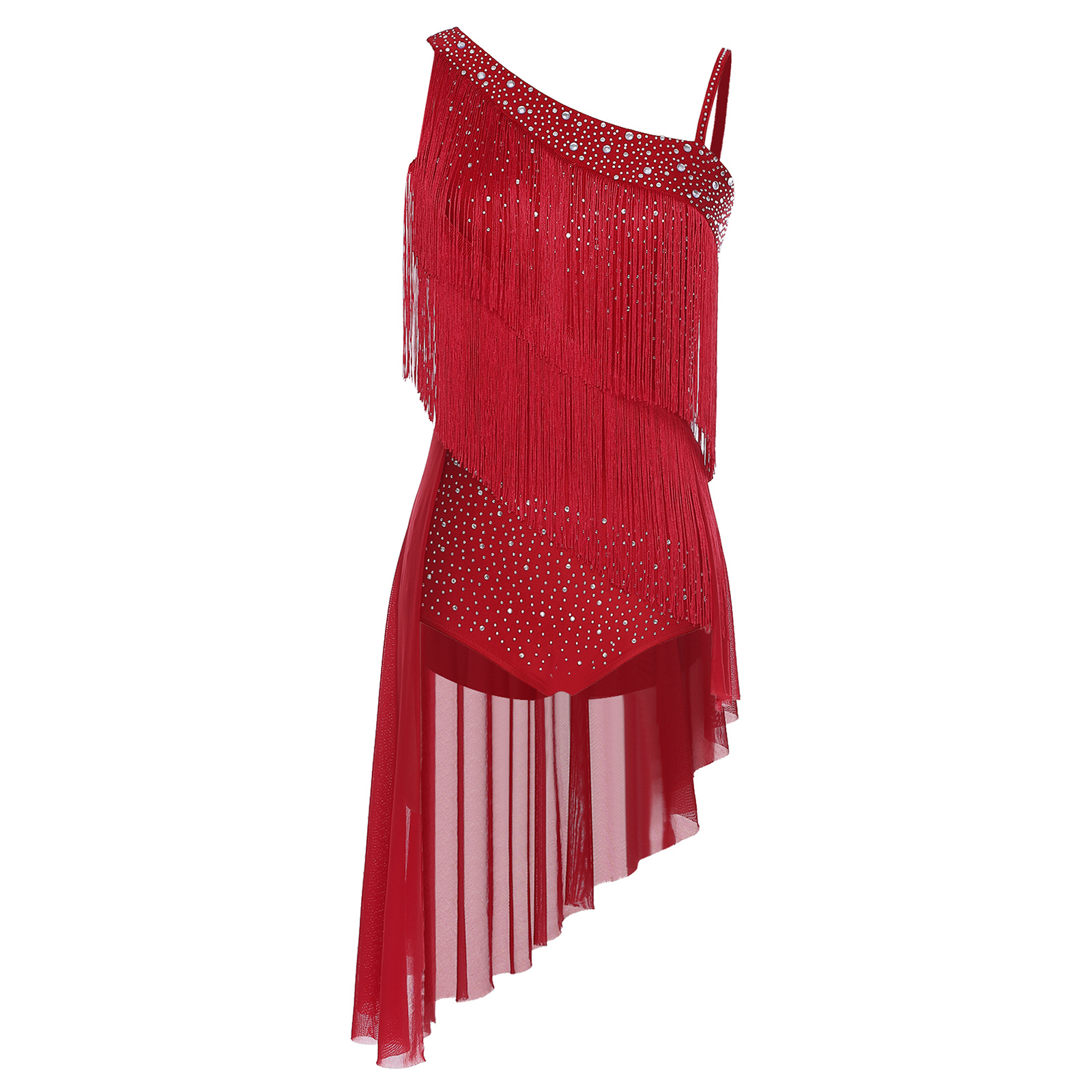 Women Tassel Latin Dance Leota - Rhinestone Banding Trim 评论和价格