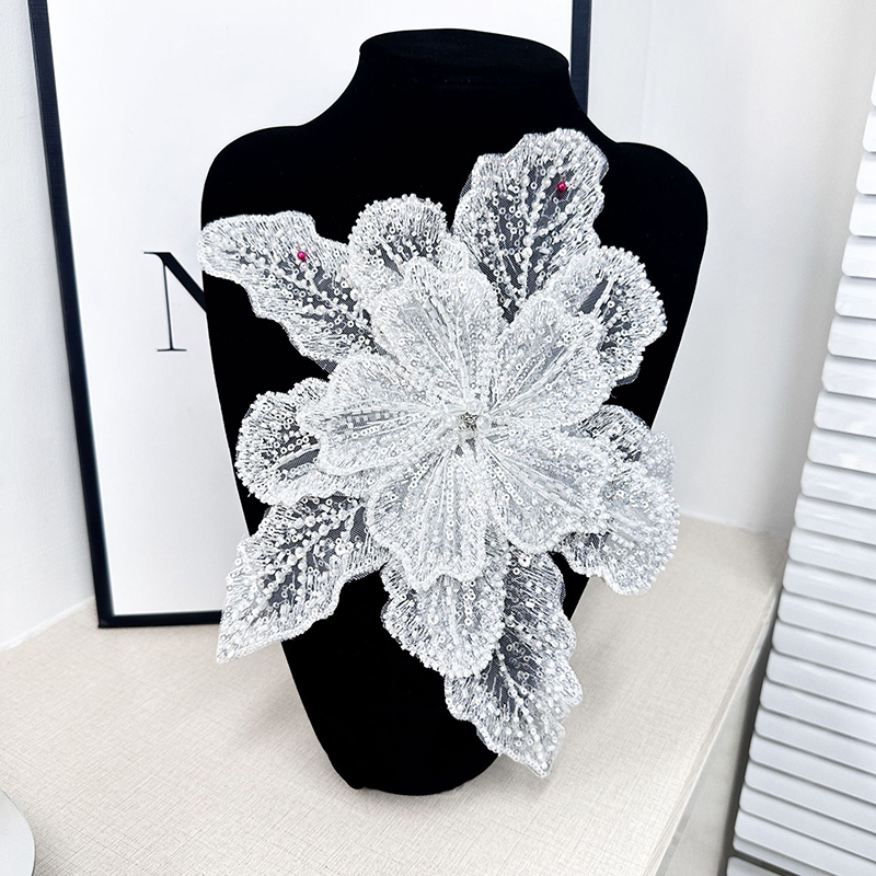 White Lace Sequin Beaded Flowe - Applique Patch Flower 评论和价格