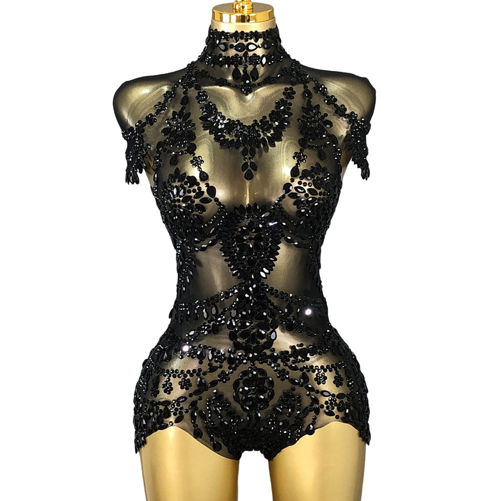 Sparkly Rhinestones Bodysuit W - Rhinestone Banding Trim 评论和价格